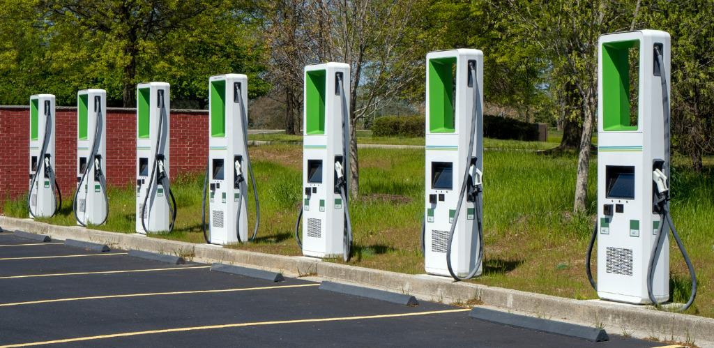 electric vehicle charging stations in parking lot